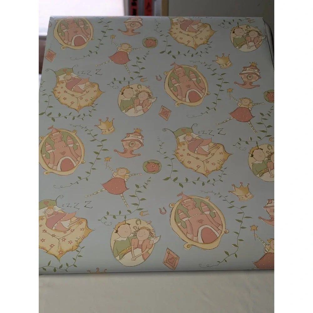 Vintage Princess Family Wallpaper Roll Children's Nursery Decor Pink Blue